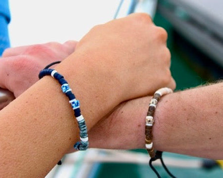 Coco shell bracelet with dyed bead accents