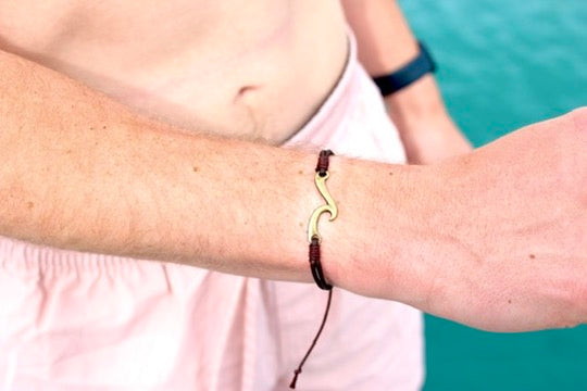 Wave leather bracelet for coastal style styled view