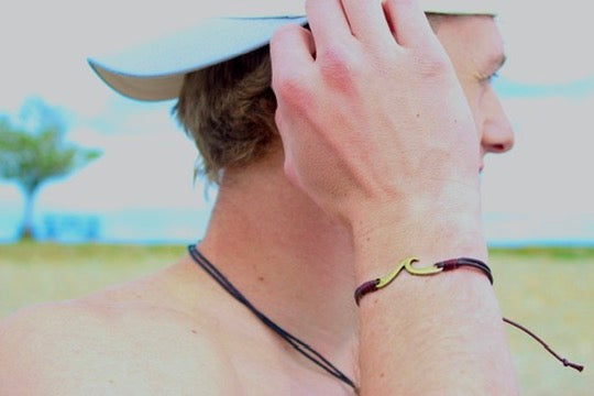Wave leather bracelet for coastal style detail view