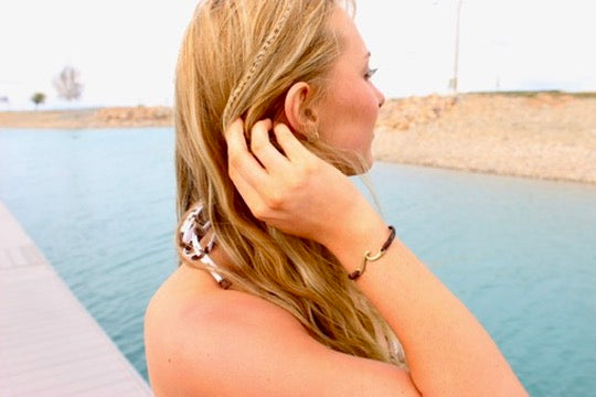 Wave leather bracelet for coastal style alternate view