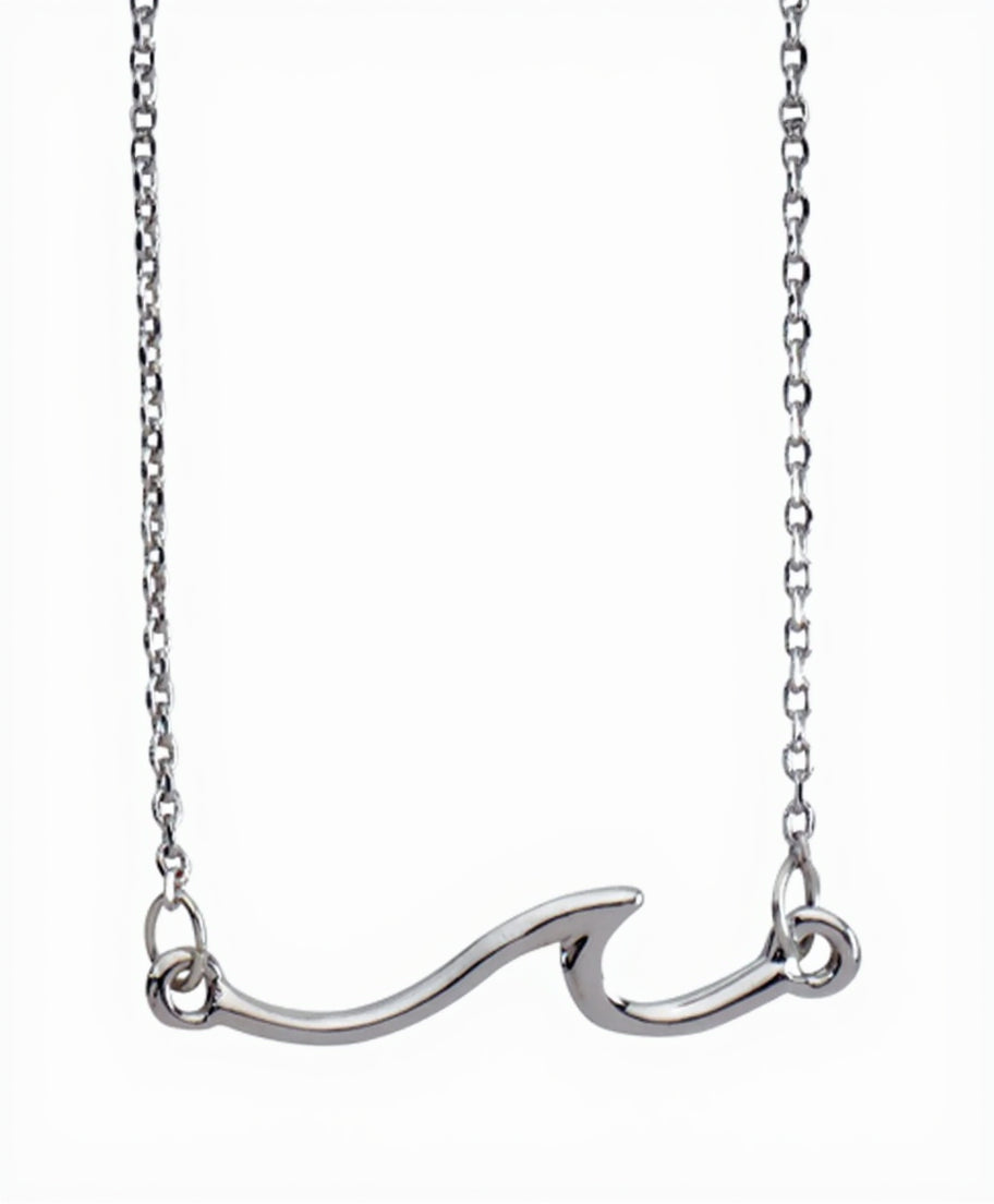 Open wave pendant necklace with polished finish