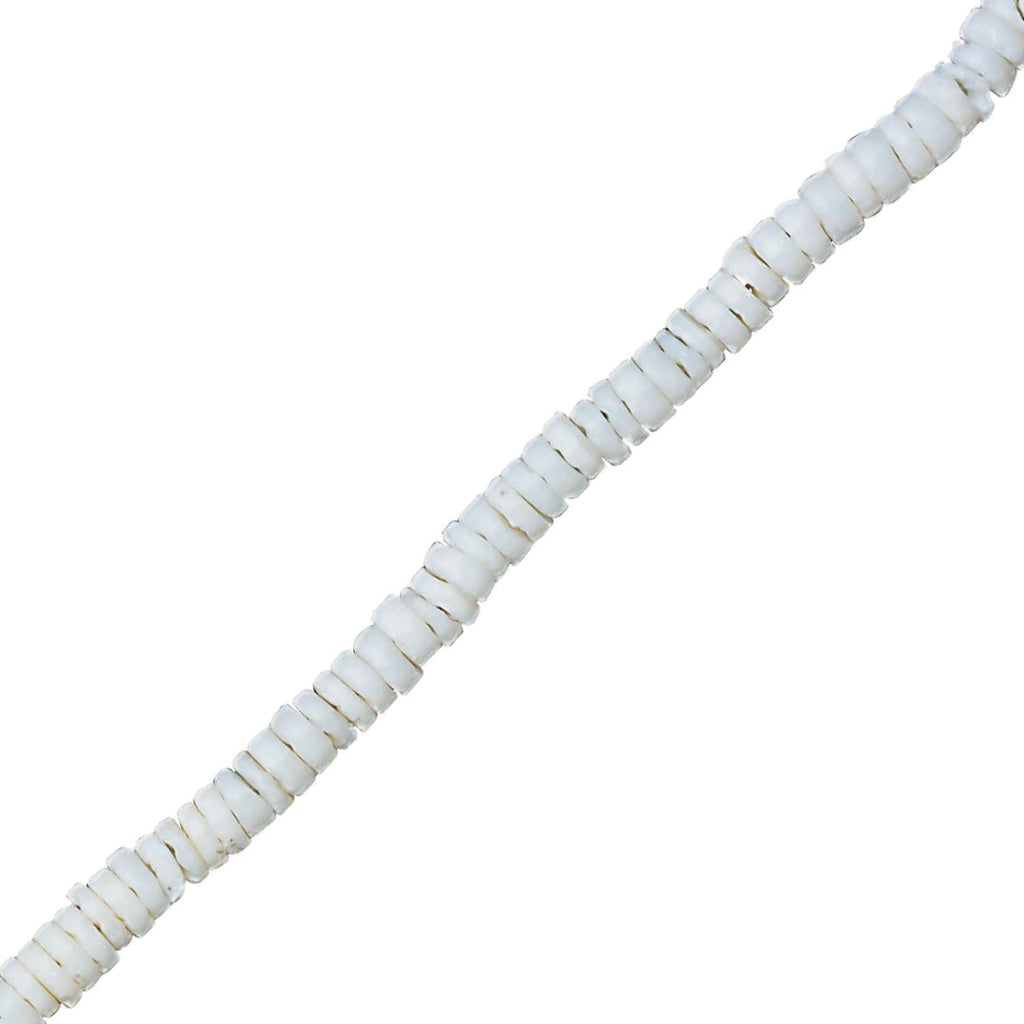 White puka shell necklace with natural clam shells close-up
